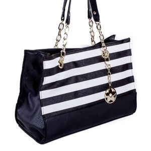 BUENO Black and White Striped Women's Bag